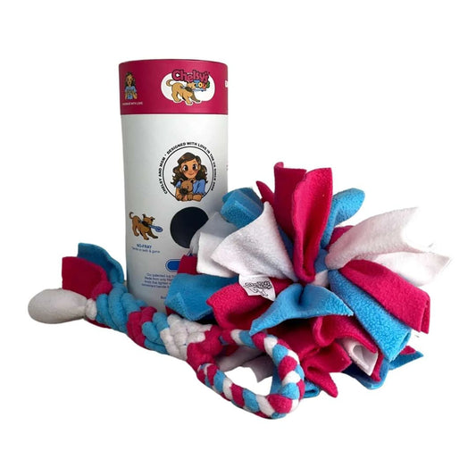 3-in-1 Enrichment Tube for Dogs - Tug Toy, Treat Dispenser & Snuffle Ball - Blue by Enrichment Tube for Dogs | Blue