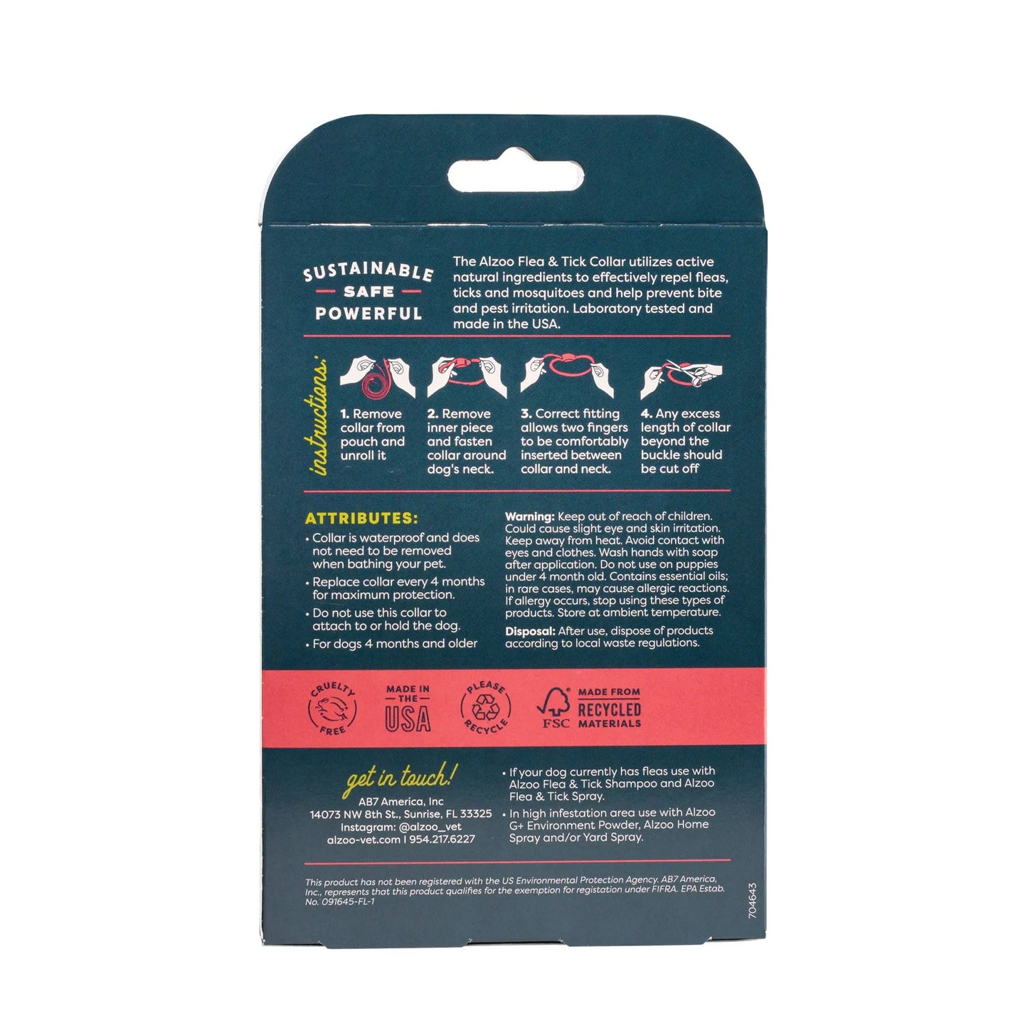 ALZOO Plant-Based Flea & Tick Collar Large Dog by ALZOO