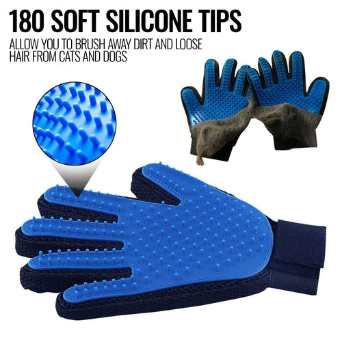Pet Grooming Gloves Dog Brush Mitts Deshedding Hair Removal Massage by Titan's Tails & Treats