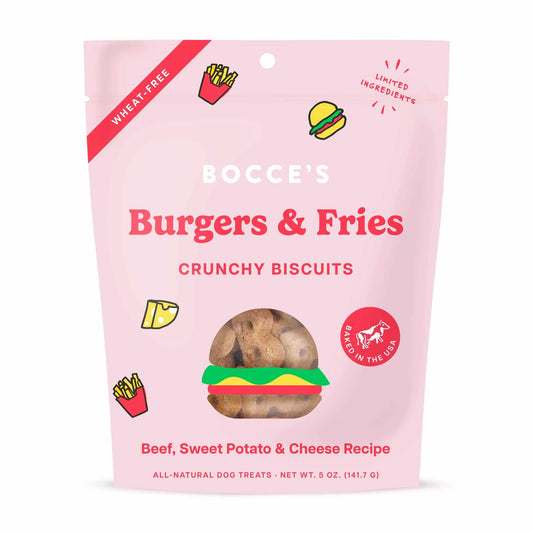 Bocce's Bakery Burgers & Fries Biscuit Dog Treats 5oz by Bocce's Bakery