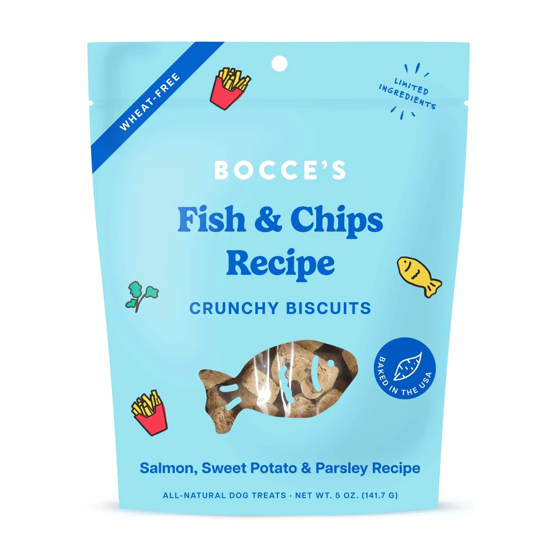 Bocce's Bakery Fish & Chips Biscuit Dog Treats 5oz by Bocce's Bakery