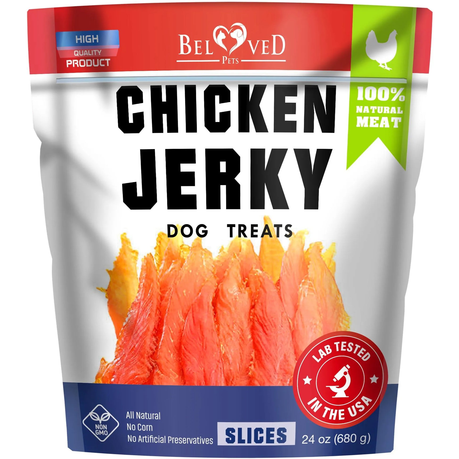 Chicken Jerky Dog Treats 1.5 Lb Human Grade Pet Snacks & Grain Free Organic Meat All Natural High Protein Dried Strips Best Chews for Training Small by Beloved Pets
