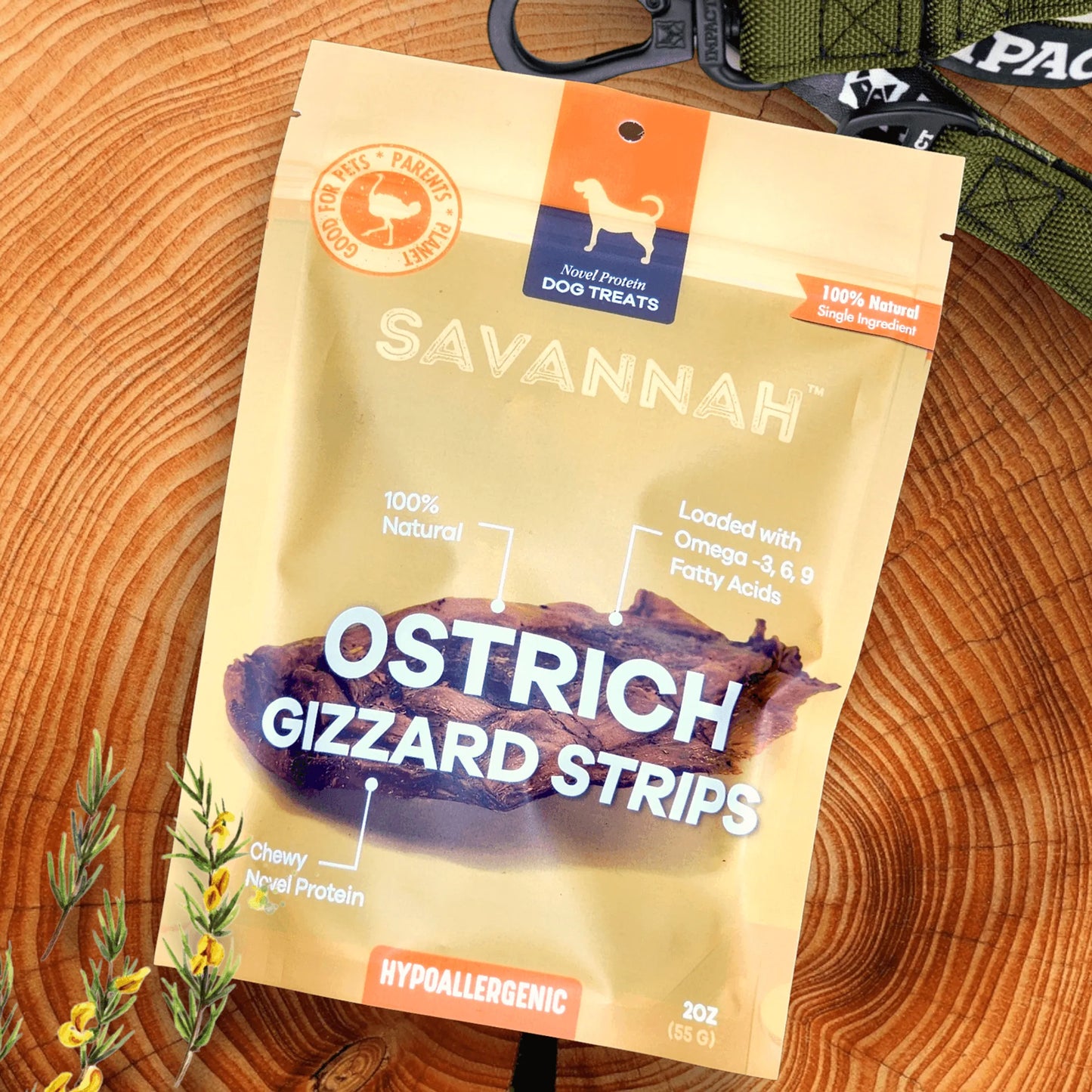 Chewy Ostrich Gizzard Strips: The Protein & Omega-3 Rich, Natural Dog Chew Treat by Savannah Pet Food