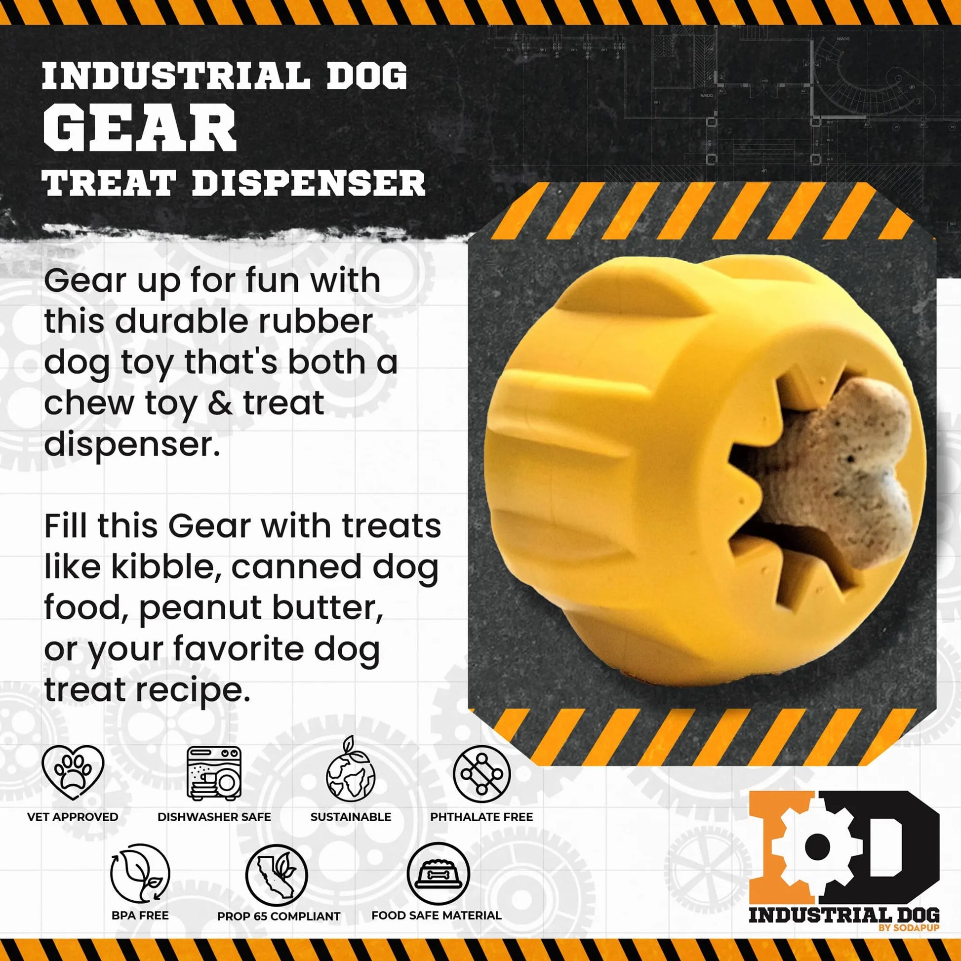 ID Gear Treat Pocket Durable Rubber Treat Holder and Chew Toy by SodaPup