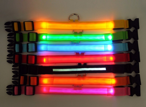 LED Adjustable Dog Collar Blinking Light Up Glow Safety by Titan's Tails & Treats