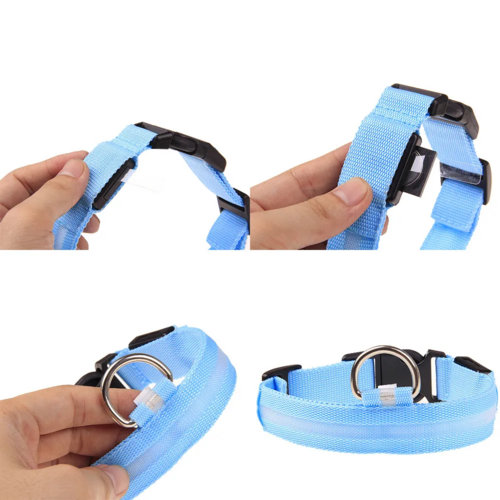 LED Adjustable Dog Collar Blinking Light Up Glow Safety by Titan's Tails & Treats