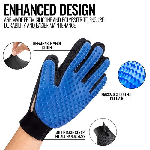 Pet Grooming Gloves Dog Brush Mitts Deshedding Hair Removal Massage by Titan's Tails & Treats
