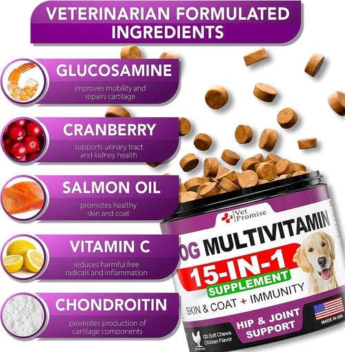 2 Pack Dog Multivitamin With Glucosamine Probiotics by Titan's Tails & Treats