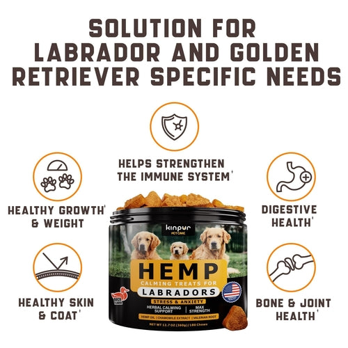 Calming Chews for Labrador Dogs with Valerian Root and Hemp Oil Aid by Titan's Tails & Treats