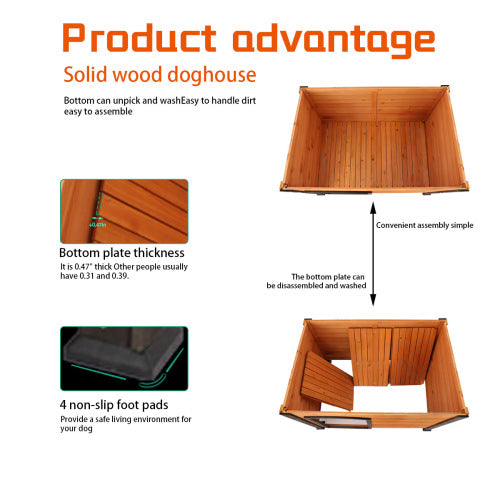 45 Inch Outdoor Indoor Wooden Dog House Kennel Villa by Titan's Tails & Treats