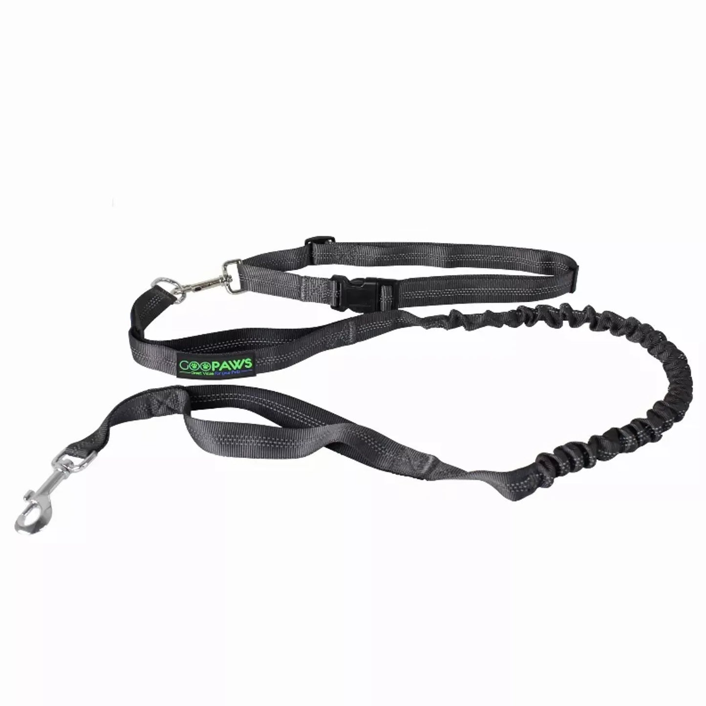 JESPET Hands Free Dog Leash for Running, Walking, Hiking Jogging for Medium & Large Dogs up to 150lbs, Durable Dual Handle Waist Leash with Reflective Bungee and Adjustable Waist by JESPET