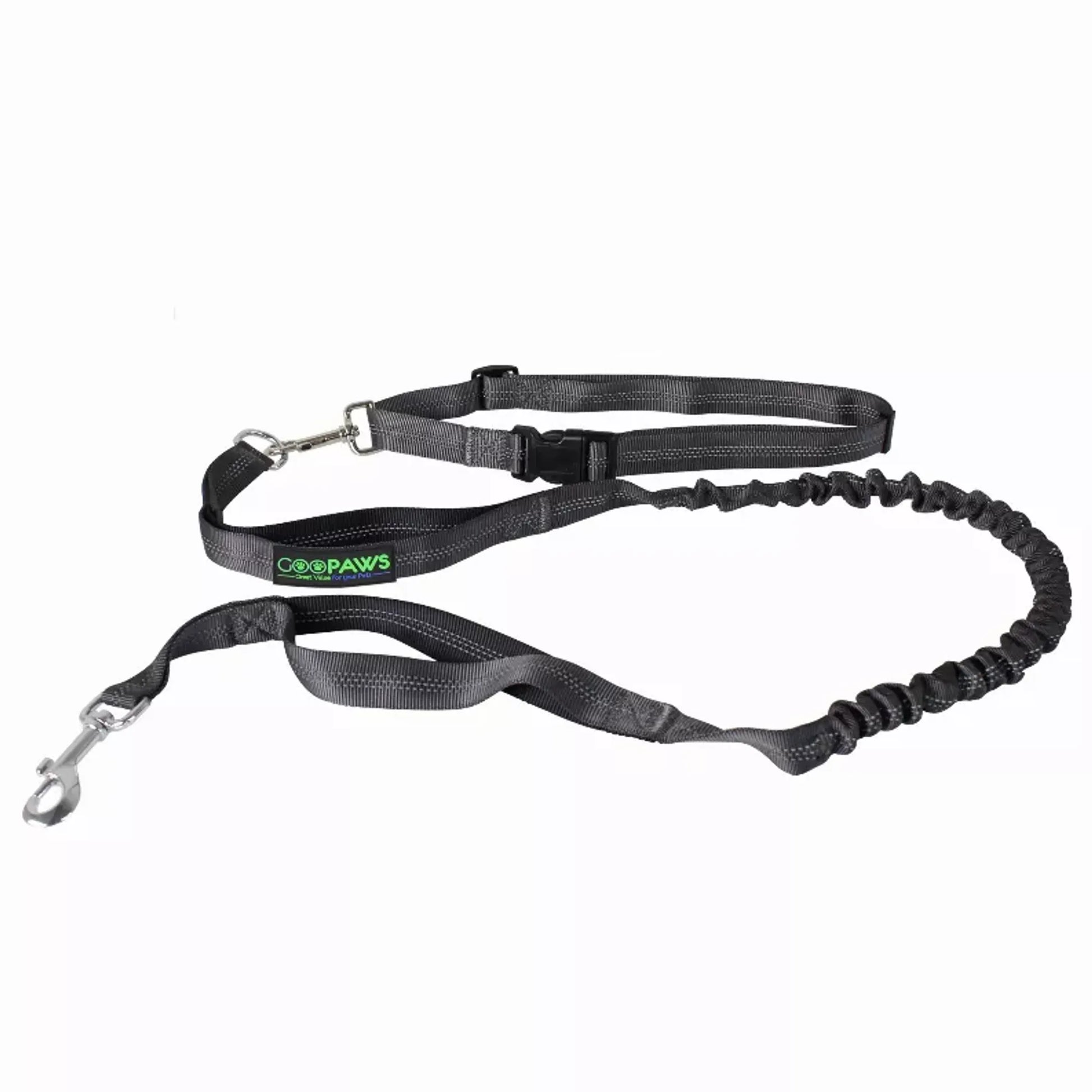 JESPET Hands Free Dog Leash for Running, Walking, Hiking Jogging for Medium & Large Dogs up to 150lbs, Durable Dual Handle Waist Leash with Reflective Bungee and Adjustable Waist by JESPET