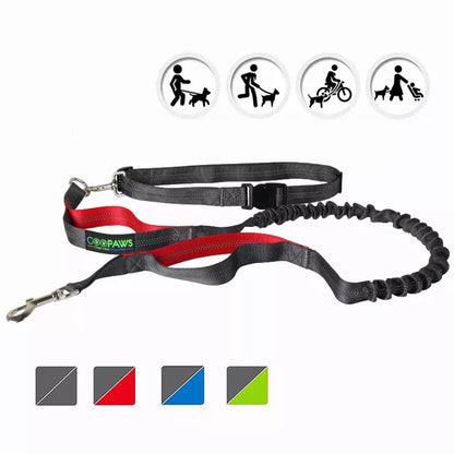 JESPET Hands Free Dog Leash for Running, Walking, Hiking Jogging for Medium & Large Dogs up to 150lbs, Durable Dual Handle Waist Leash with Reflective Bungee and Adjustable Waist by JESPET
