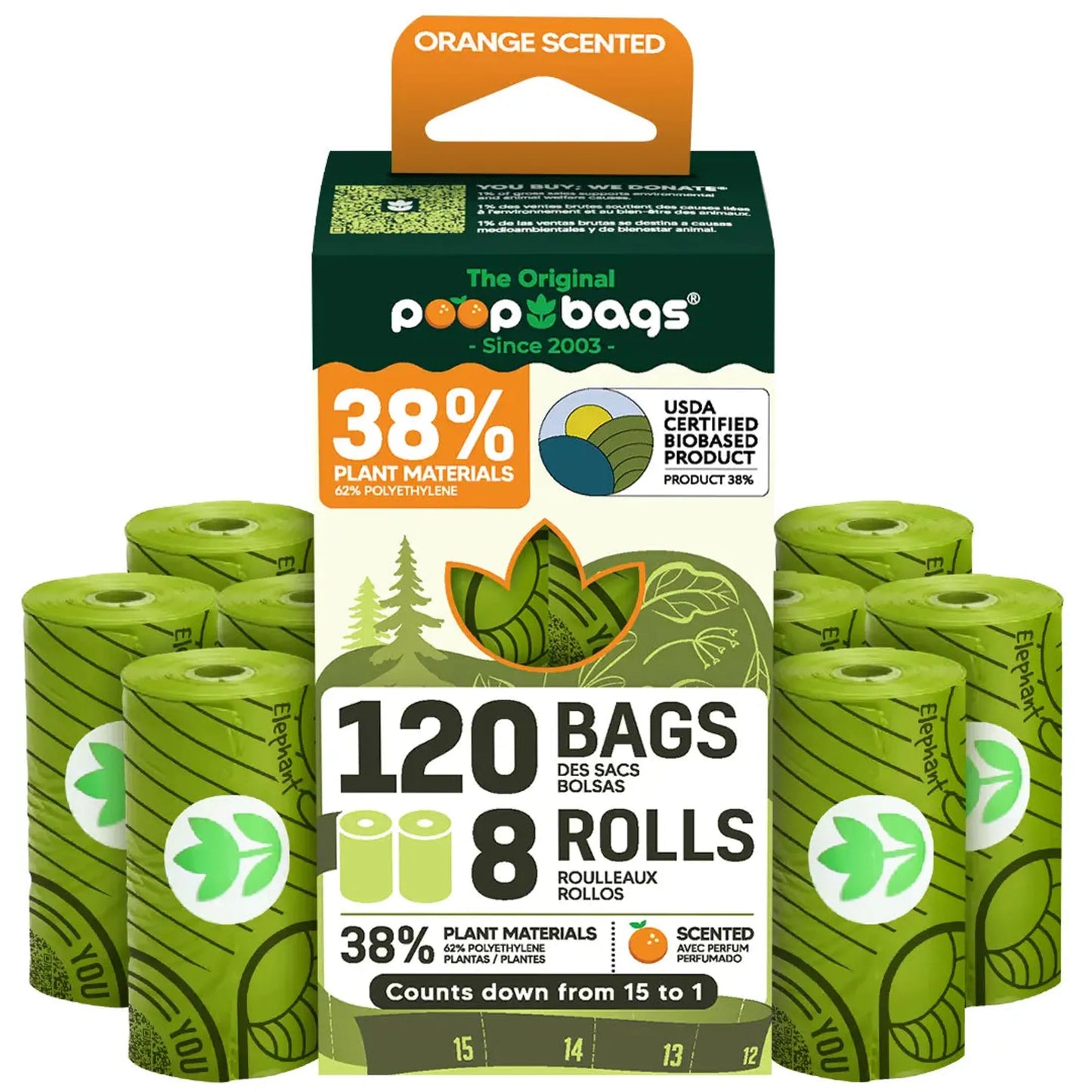 The Original Poop Bags Orange Scented USDA Biobased Rolls by The Original Poop Bags