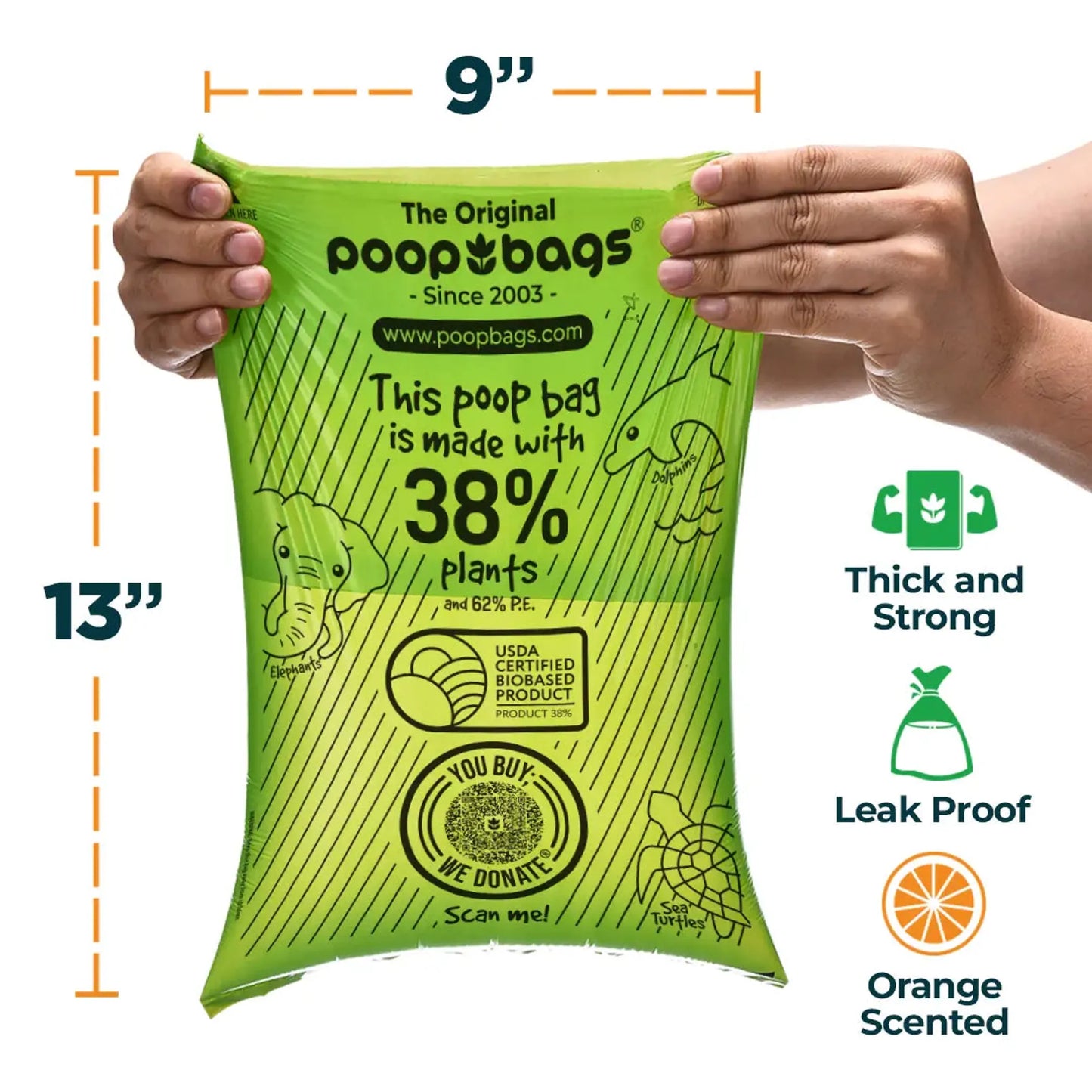 The Original Poop Bags Orange Scented USDA Biobased Rolls by The Original Poop Bags