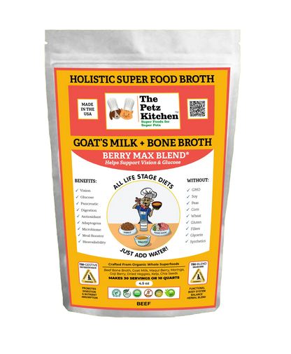 Goats Milk + Bone Broth Berry Max Antioxidant Vision & Glucose Support Broth* The Petz Kitchen Dog & Cat Holistic Super Foods* by Organic Pet Systems