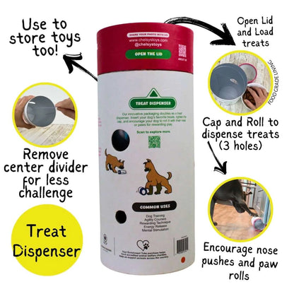 3-in-1 Enrichment Tube for Dogs - Tug Toy, Treat Dispenser & Snuffle Ball - Blue by Enrichment Tube for Dogs | Blue