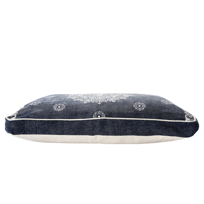 24" X 36" Stonewashed Blue Medallion Pillow Style Pet Bed With Removable Cover by HomeRoots