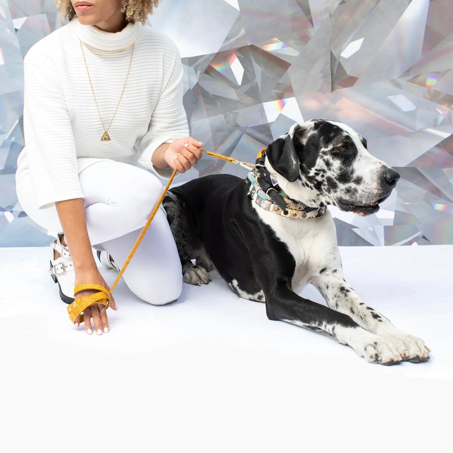 Midnight Black Cork Leather Leash by DIPHDA