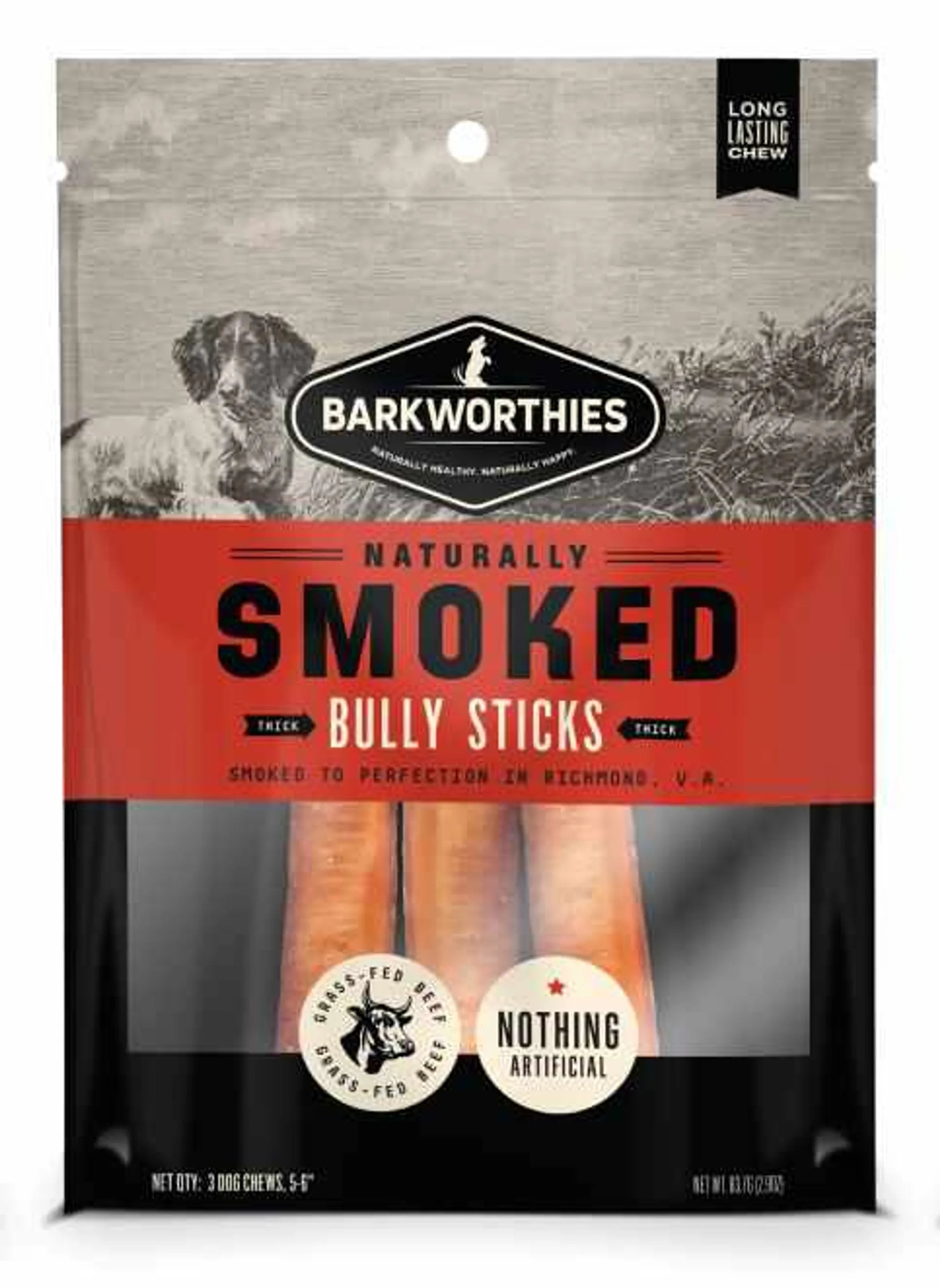 Barkworthies Smoked Bully 6" Thick 3pk by Barkworthies