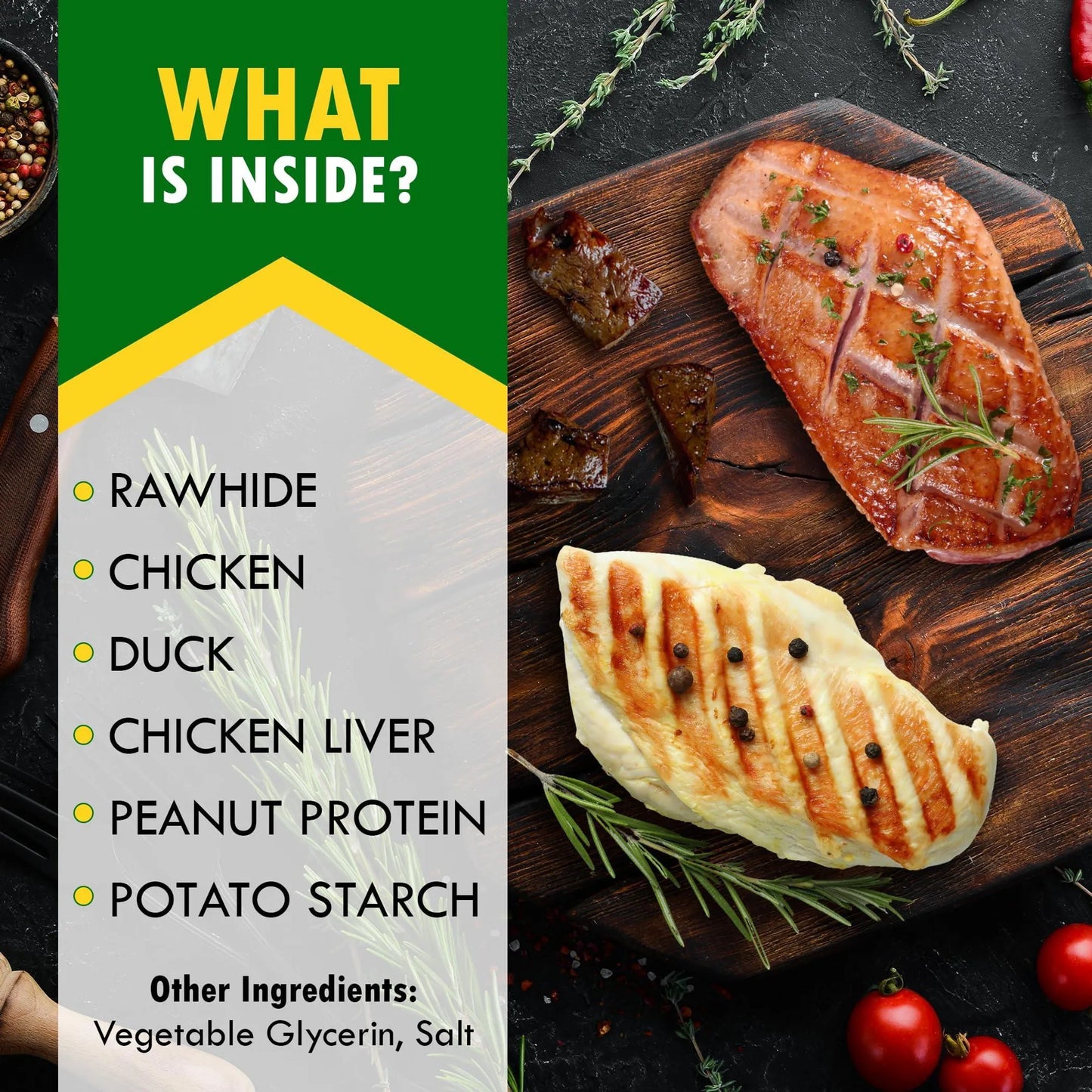 Triple Flavor Dog Rawhide Treats Duck & Chicken Human Grade Meat Natural & Organic Pet Dried Snacks Grain Free Long Lasting Chews for Large & Small Do by Beloved Pets