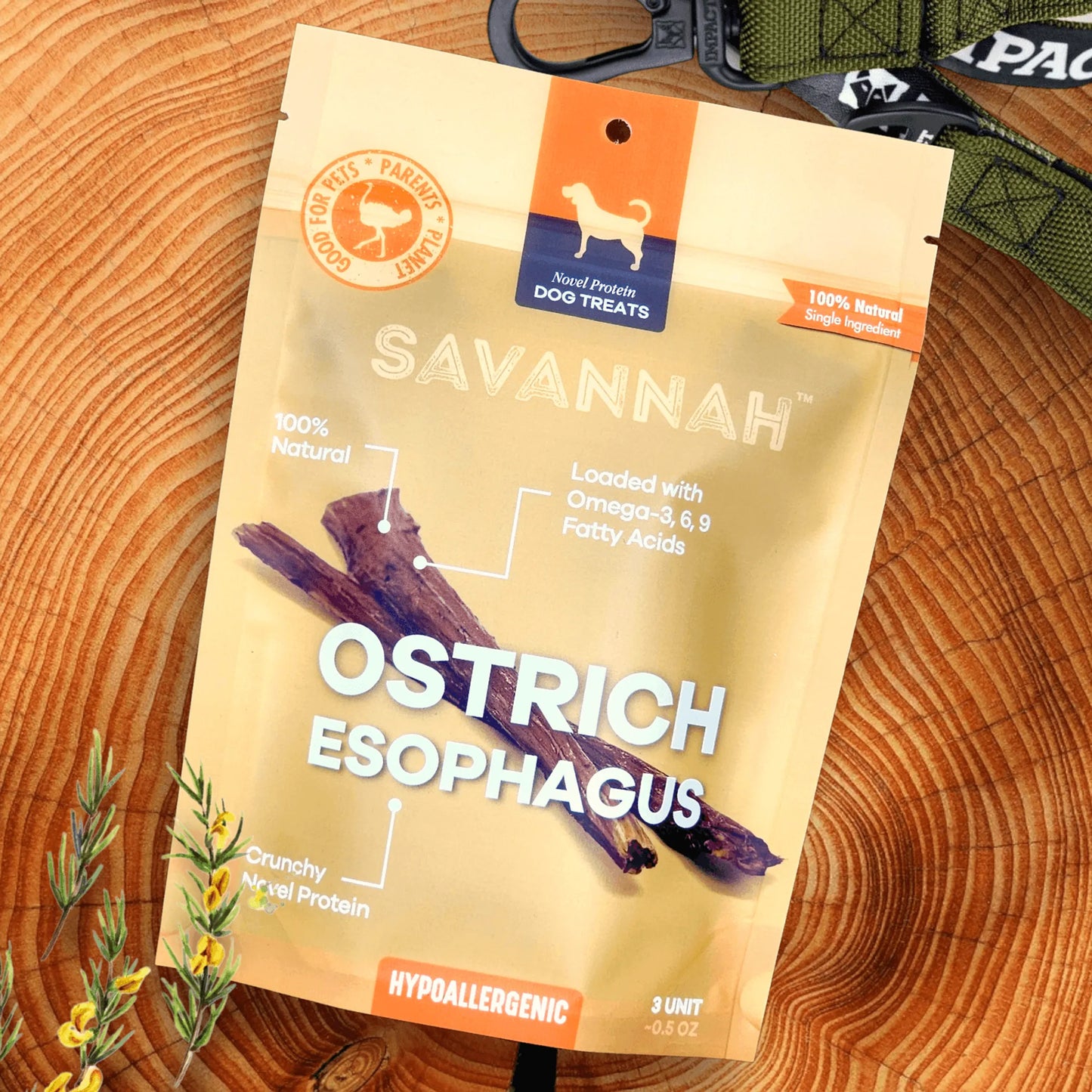 Crunchy Ostrich Esophagus Pieces: The Light & Airy, All-Natural Treat for Small to Medium Dogs by Savannah Pet Food