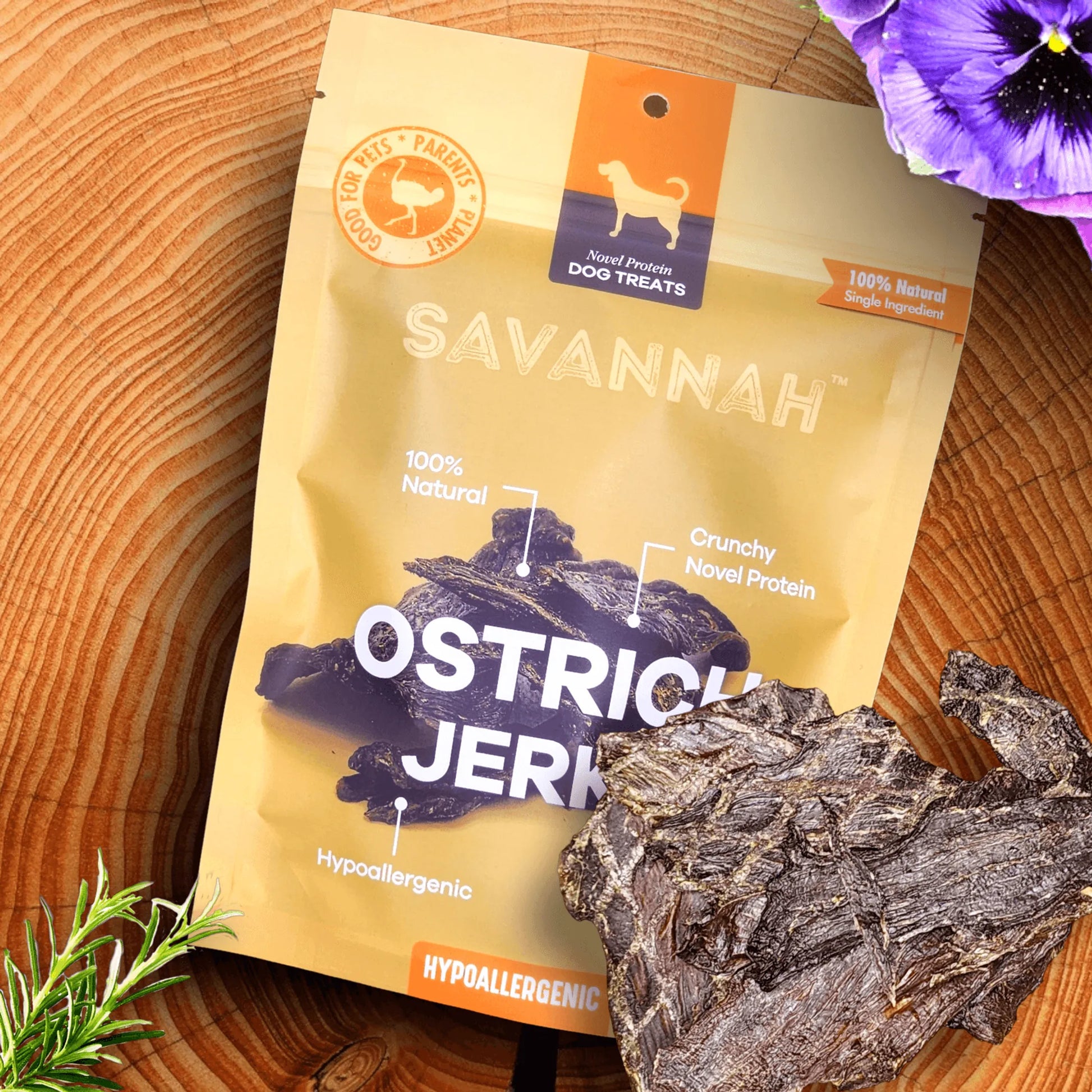 Tasty Ostrich Jerky : The Protein-Packed, Dental-Health Chew for Dogs of All Sizes by Savannah Pet Food