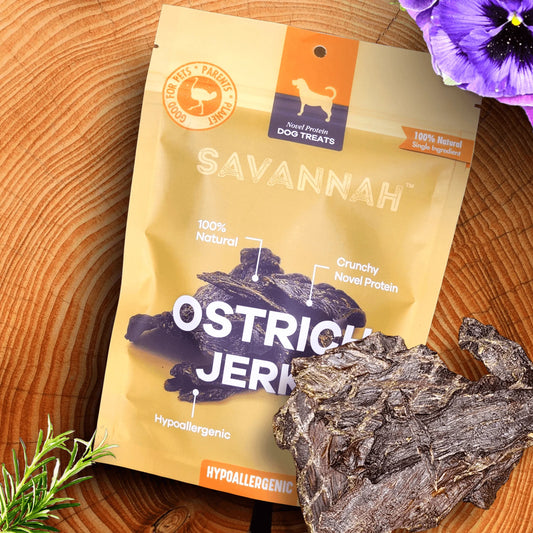 Tasty Ostrich Jerky : The Protein-Packed, Dental-Health Chew for Dogs of All Sizes by Savannah Pet Food