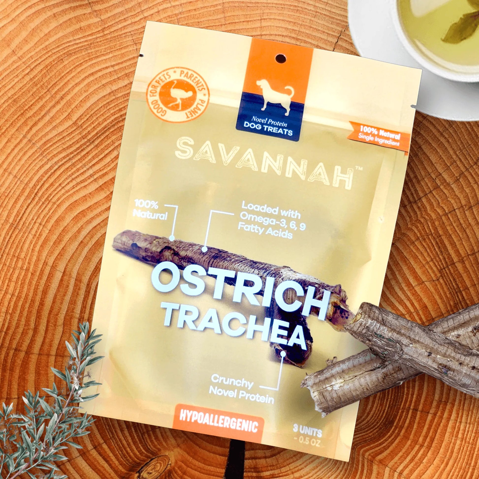 Crunchy Ostrich Trachea Cuts: The Airy, All-Natural Treat for Small to Medium Dogs by Savannah Pet Food