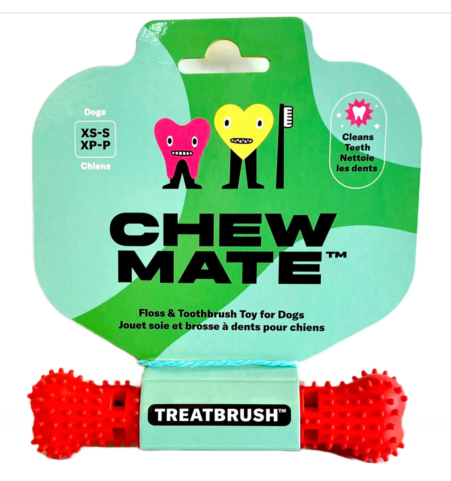 Natural Rubber Bone Toothbrush Toy by Chewmate