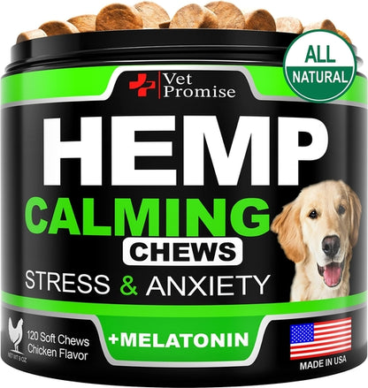 Hemp Calming Chews for Dogs with Anxiety and Stress Dog Calming by Titan's Tails & Treats