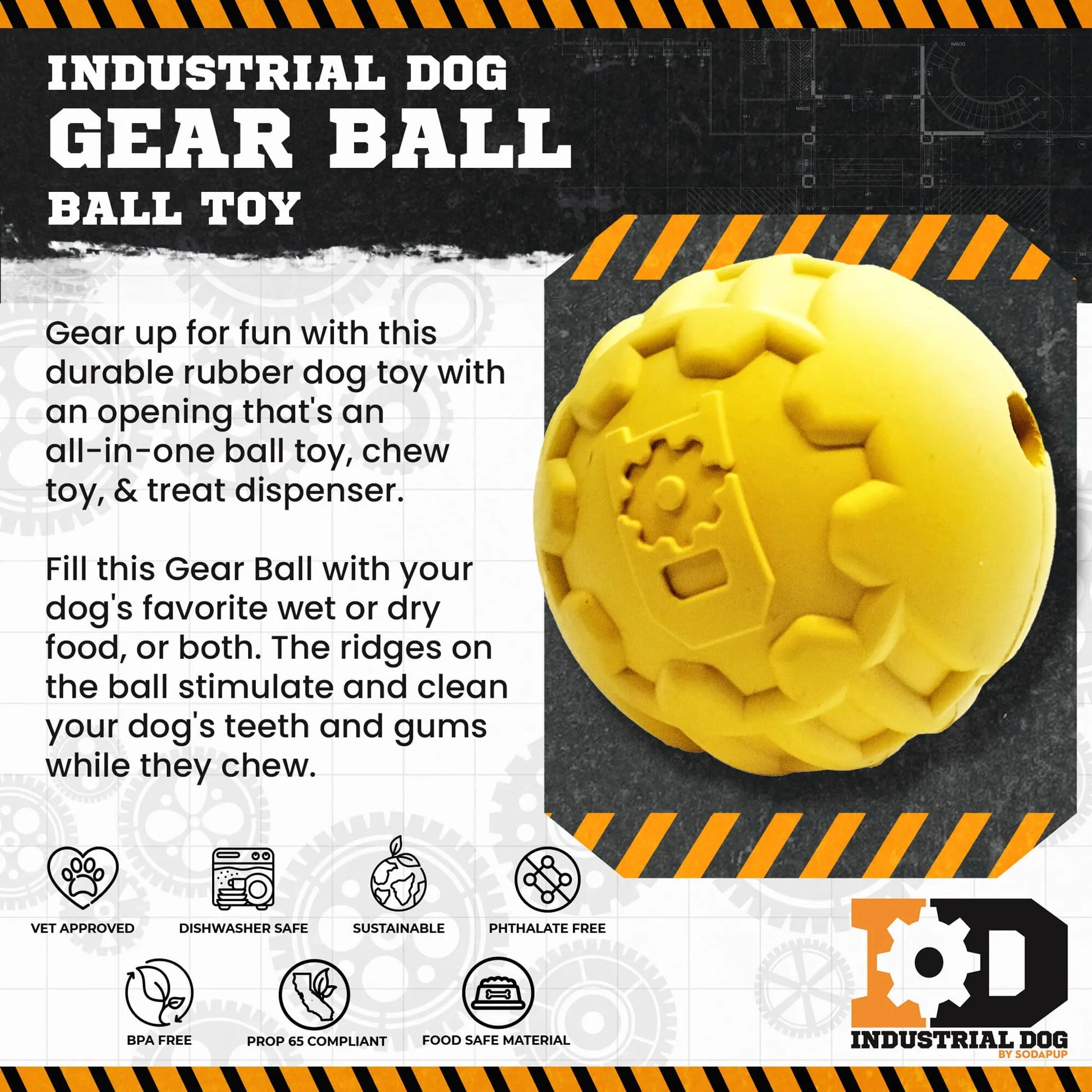 ID Ball - Ultra-Durable Rubber Chew Ball by SodaPup