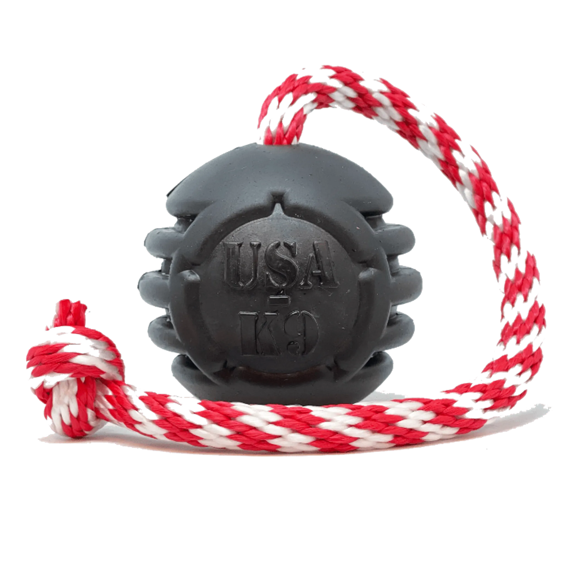 USA-K9 Magnum Black Stars and Stripes Ultra-Durable Rubber Chew Toy, Reward Toy, Tug Toy, and Retrieving Toy by SodaPup