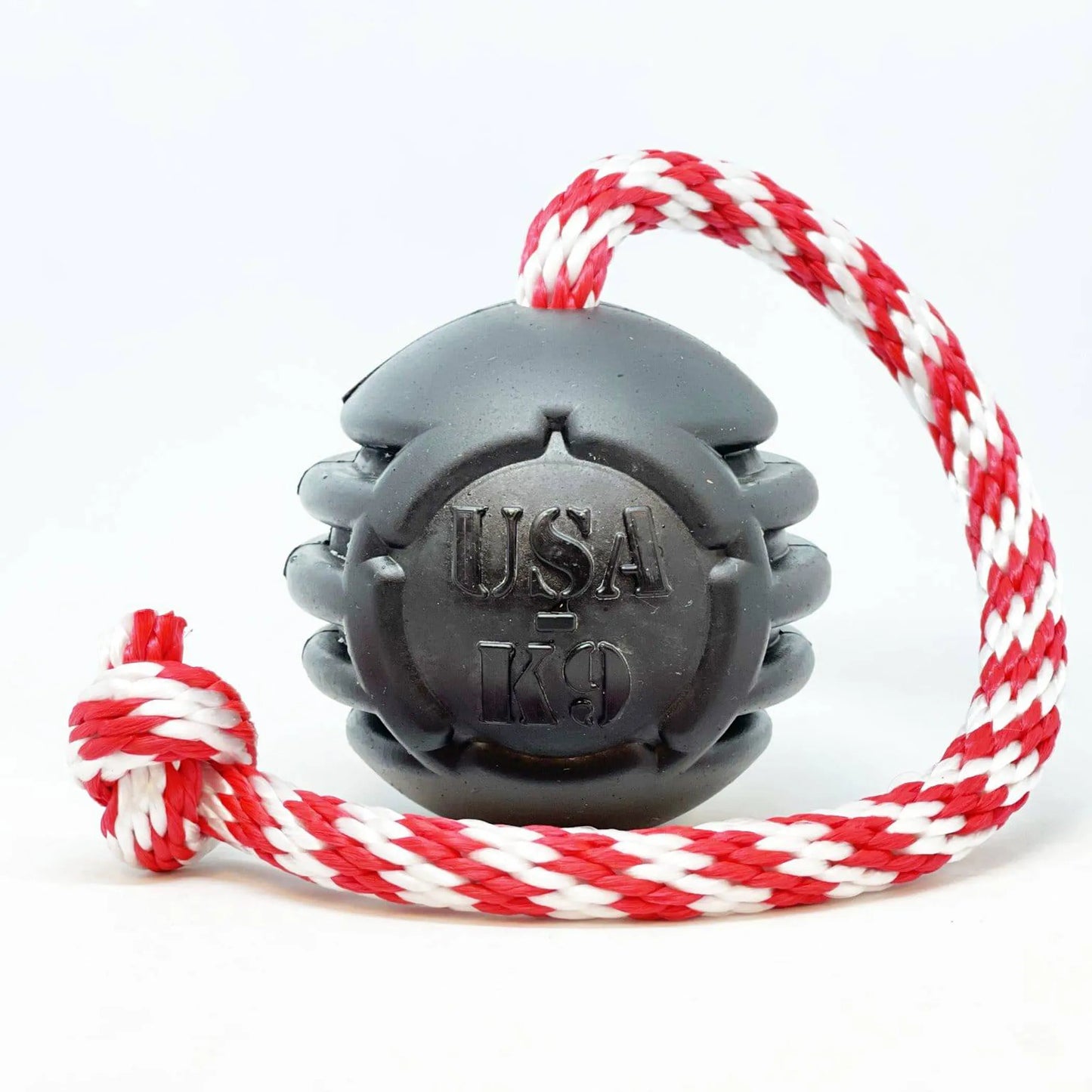 USA-K9 Magnum Black Stars and Stripes Ultra-Durable Rubber Chew Toy, Reward Toy, Tug Toy, and Retrieving Toy by SodaPup