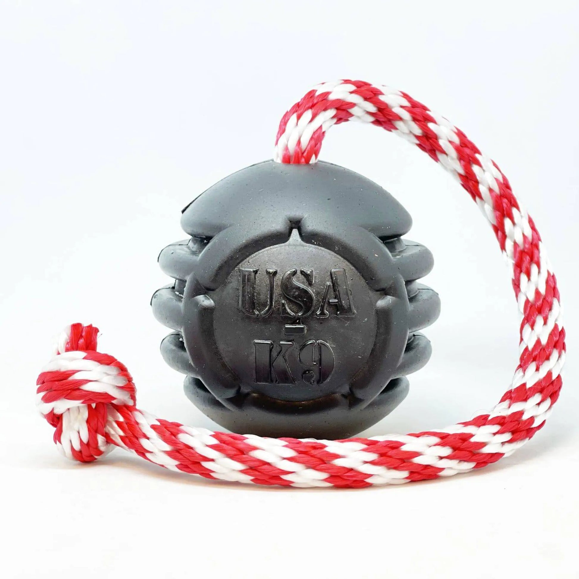 USA-K9 Magnum Black Stars and Stripes Ultra-Durable Rubber Chew Toy, Reward Toy, Tug Toy, and Retrieving Toy by SodaPup