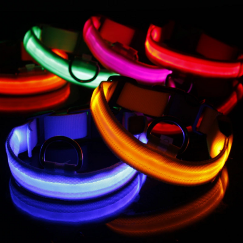 LED Adjustable Dog Collar Blinking Light Up Glow Safety by Titan's Tails & Treats