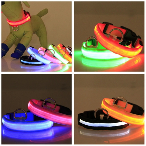 LED Adjustable Dog Collar Blinking Light Up Glow Safety by Titan's Tails & Treats