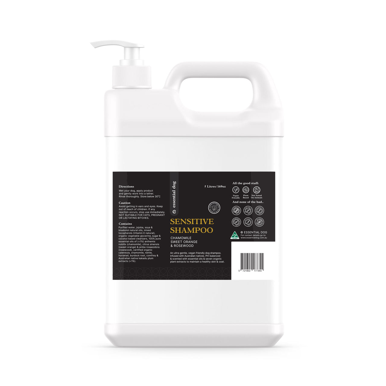 5 Litre Bulk Sensitive Dog Shampoo by Essential Dog