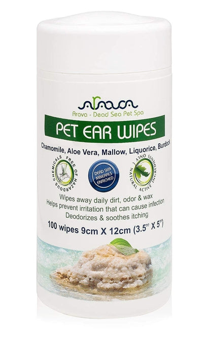 Ear Cleaner Wipes by Arava for Dogs Cats Puppies & Kittens 100 by Titan's Tails & Treats