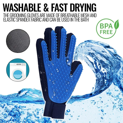 Pet Grooming Gloves Dog Brush Mitts Deshedding Hair Removal Massage by Titan's Tails & Treats