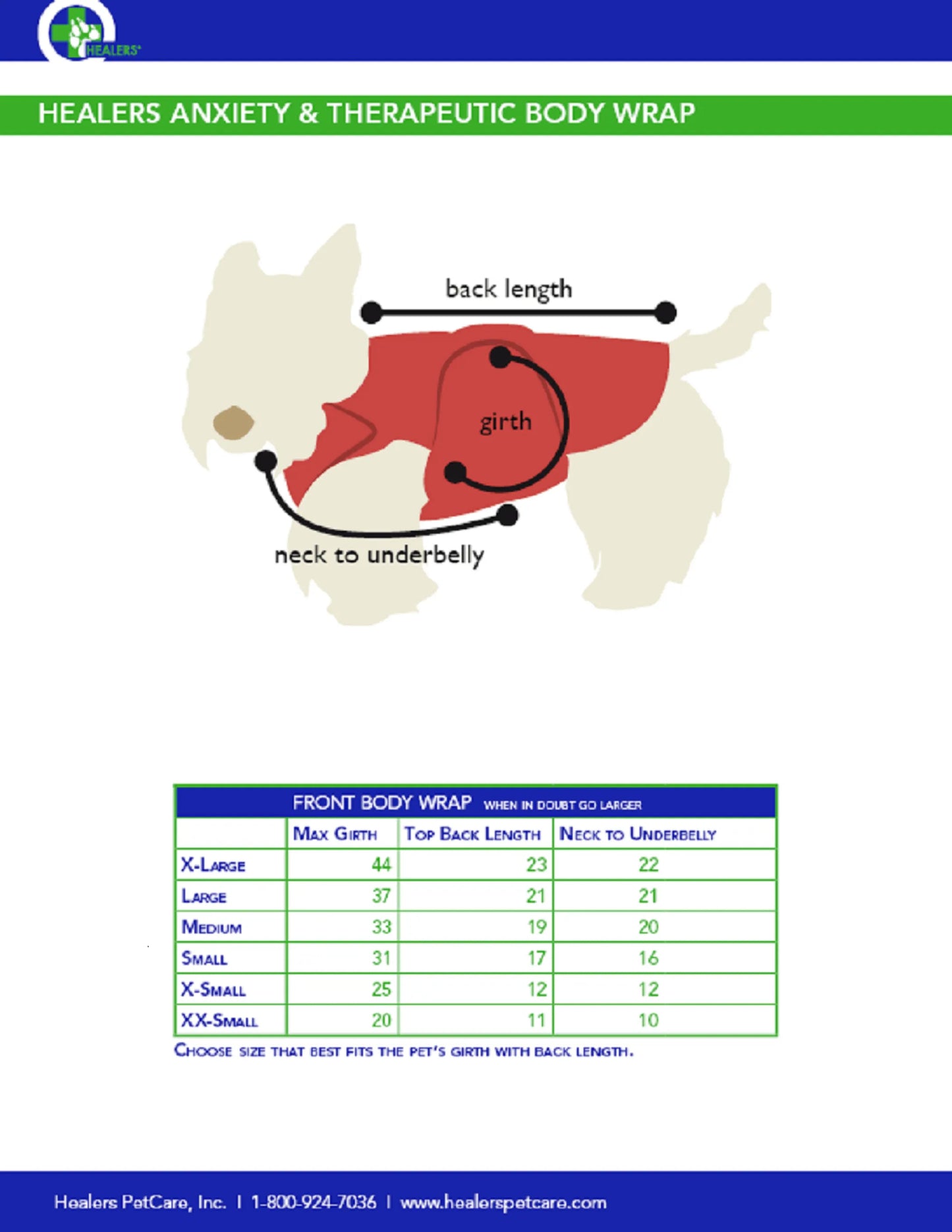 Healers Therapeutic & Anxiety Front Body Wrap by Healers Petcare