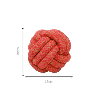 The Sunshine Red Collection of Jumbo Rope Ball Toy by Knotty Pawz