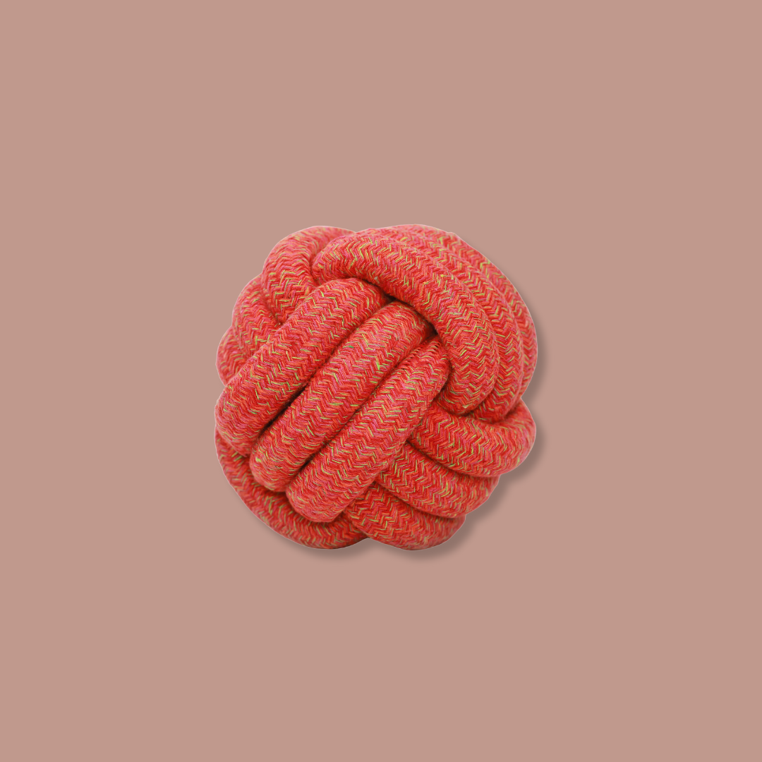 The Sunshine Red Collection of Jumbo Rope Ball Toy by Knotty Pawz
