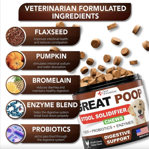 Great Poop Probiotics for Dogs Dog Stool Softener Fiber for Dogs by Titan's Tails & Treats