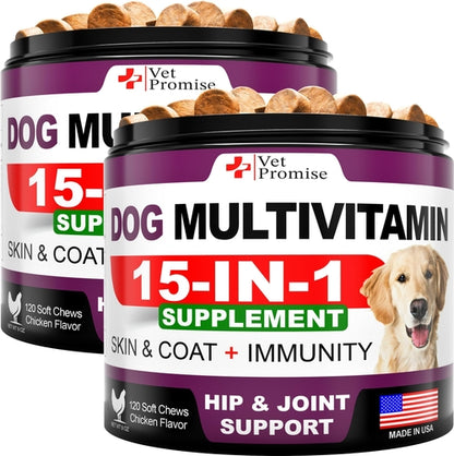 2 Pack Dog Multivitamin With Glucosamine Probiotics by Titan's Tails & Treats