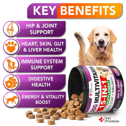 Dog Multivitamin Chewable with Glucosamine Dog Vitamins and by Titan's Tails & Treats