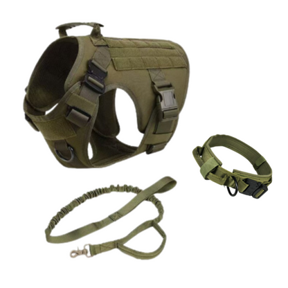 Military Tactical Dog Harness Collar And Leash Set Premium by Titan's Tails & Treats